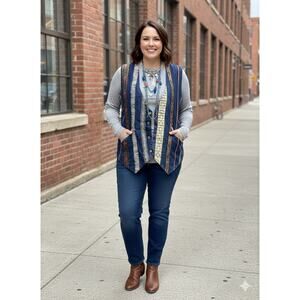 Agapo Vintage 80's Applique Multimedia Boho Vest with cinching tie in back